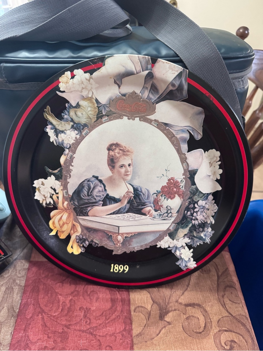 Coca Cola Black and Red Decorative Floral Serving Tray